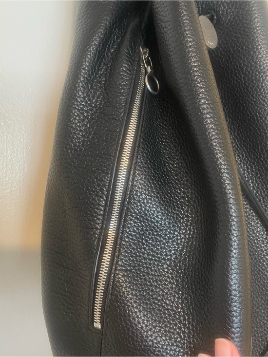 KARA Drawcord backpack in Black Pebbled Leather main image 4
